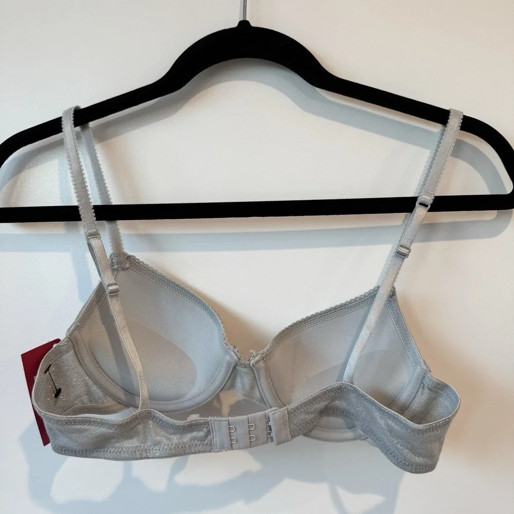 New Coquette Twee Xhilaration 34A Push-up T-Shirt Bra Sparkly Silver NWT